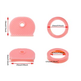 Mini Skater 32 Pcs Plastic Key Caps Covers & Round Identifier Set - Work Toppers for Small Regular Flat House Keys Organization (Pink)