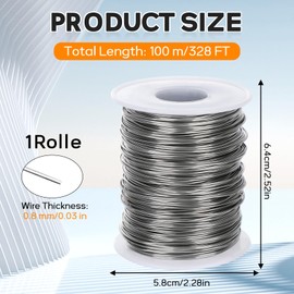 1 Roll 304 Stainless Steel Wire, 100 Metres x 0.8 mm Modelling Wire, Bendable Stainless Steel Wire Silver Wire for Crafts with Spool, Craft Wire for Bailing Wire, Modelling Wire, Jewellery Making
