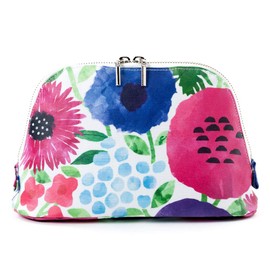 Round Pouch (Large) Petite Fleur, Botanical Pattern, Flower Pattern, Cosmetic Pouch, Portable Makeup Pouch, Nylon W1001010