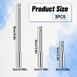 JIYIN 3 Piece Bit Holder Magnetic Drill Set, 1/4 Inch Bit Holder Magnetic Bit Extension Screwdriver Bit Holder for Electric Drill Screwdriver 50/100/150 mm