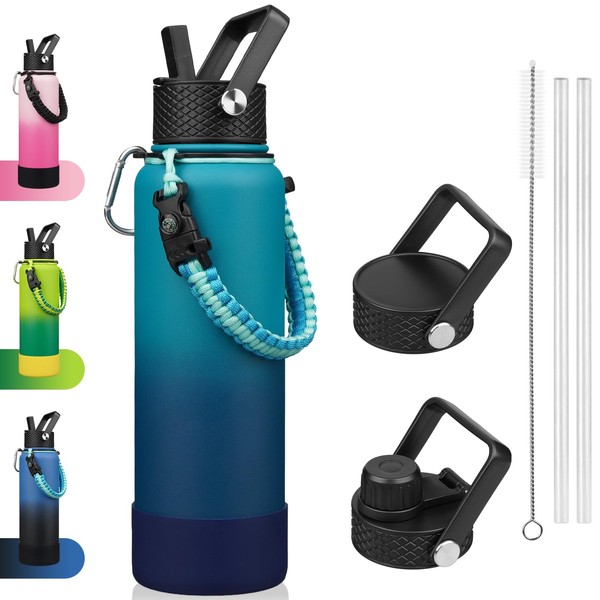 BJPKPK Insulated Water Bottle with Straw Lid, 40oz Large Thermos