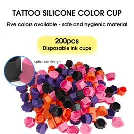 Tattoo Ink Silicone Pigment Cup 200Pcs/Set Suitable for Makeup Painting and Tattoo (Pink)