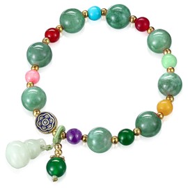 Landical 2.4 Inch Natural Jade Bangle Bracelet for Women Elegant Jade Bangle Bracelet with Jewelry Box Good Luck Jewelry Gift (Wu Lou)