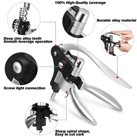 Wine Bottle Opener Corkscrew Wine Opener Set,Including Foil Cutter,Wine Vacuum Stopper,Wine Aerator Pourer,Opener Stand,Drip Ring and Extra Spiral-Wine Opener Kit,Suitable for Wine Enthusiasts