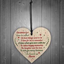 RED OCEAN Handmade Memorial Christmas Decoration For Mum Dad Nan Grandad Hanging Wooden Heart Christmas Tree Bauble Keepsake
