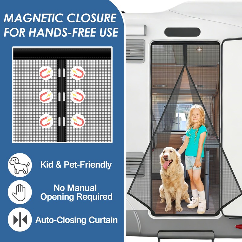 NVAAV RV Screen Door Curtain with Magnetic Closure, Magnetic RV