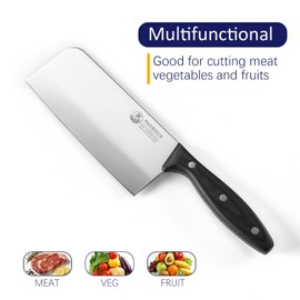 Chinese Cleaver Knife 7 Inch, Meat Knife Ultra Sharp Lightweight for Kitchen - High Carbon Steel Blade with Mirror Finish No Stain, Anti-Slip Ergonomic Handle in Gift Box