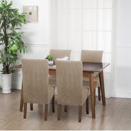 Home Beyond & HB design - Dining Chair Slipcovers - Stretch Washable Removable Chair Protector Covers - (4 Pack, Sand)