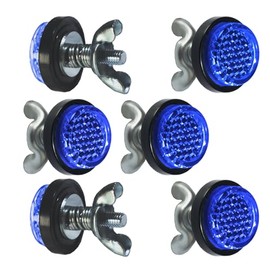 Deep Blue Reflectors Motorcycle License Plate Bolts and Nuts Mini Decorative M5 Screw Tag Bolt Round Reflective for Bike(6Pieces) (Blue)
