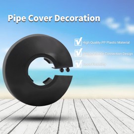 MroMax Fit 1/2" Black Plastic PP Pipe Cover, 16mm (5/8") 1Pc Flange Water Pipe Decoration Escutcheon, Snap-On Cap for Kitchen Valve, Sink Toilet Inflow Pipes, to Hide Gaps and Update Plumbing Look