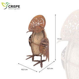 Crispe Patina Decorative Owl for Standing All Year Round Decoration - for Garden, Patio and Balcony - Height 17 cm