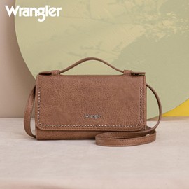 Wrangler x Montana West Vegan Leather Designer Crossbody Bag Cute Studded Clutch Wallet for Women - Sage Khaki