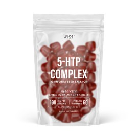5-HTP Gummies - Bedtime Gummies with Chamomile & Lemon Balm Extracts, Raspberry Flavour - 60 Gummies. 1 Pack
