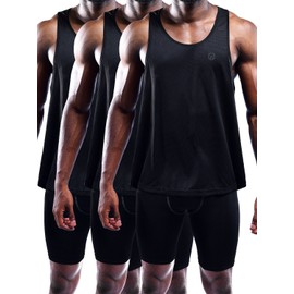 NELEUS Men's 3 Pack Dry Fit Y-Back Muscle Tank Workout Gym Shirt,5031,Black,XS