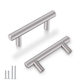 Probrico 10 Pack|Euro Style T Bar Cabinet Pulls Stainless Steel Kitchen Handles Bathroom Cupboard Knobs 2.5 Inch Hole Centers,4 Inch Overall Length