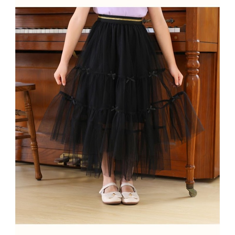 Kids Girl Pleated Elastic High Waist Tulle Skirt A-Line Boho