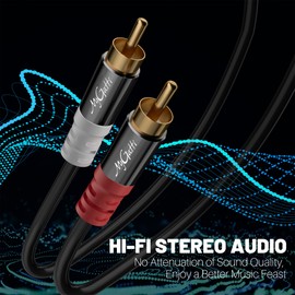Mygatti RCA Cable, 1 Metre, Pack of 2, 2 RCA Male to 2 RCA Male, Stereo Audio Cable, RCA Cable, OFC, Hi-Fi Sound, Double Shielded, Car Audio Subwoofer Cable for Home Cinema, Amplifier, Speaker