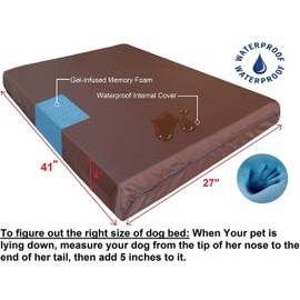 Dogbed4less Orthopedic Dog Bed with Memory Foam for Medium Large Pet, Waterproof Liner with Strong Ballistic Nylon Blue External Cover, 41X27X4 Inch (Fit 42X28 Crate)