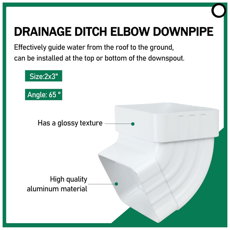 65° Gutter Elbow Roofing Gutter Downspout Elbow 2x3 White