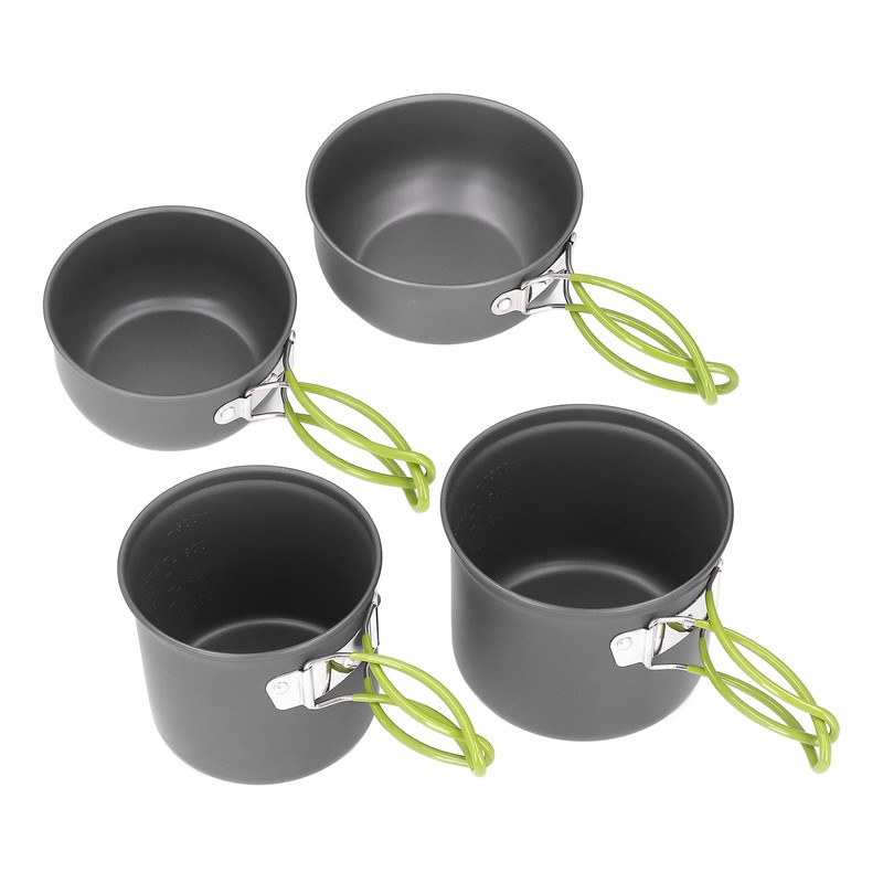 4pcs Camping Pot Kit Multi Layers Anti Scalding Design Camping