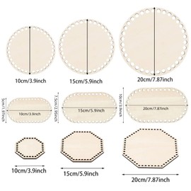 Minging Wooden Crochet Bag Base Made of Wood Crochet Basket Base Hollow Crochet Basket Base for DIY Basket Weaving for Home Decoration Natural Wood Basket Base 10/15/20 cm Pack of 9
