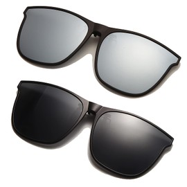 Long Keeper Polarised Clip on Sunglasses - Sunglasses Clip on Glasses for Men Women, Large Frame Flip Up Shades for Driving Fishing Outdoor