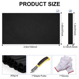 Pool Table Felt,8.53'/ 9' Billiard Cloth with 6 Pcs Cloth Strips and Staple Remover,Gloves,Pool Table Felt Replacement kit for Bars Clubs Family (Black, 8.53FT)