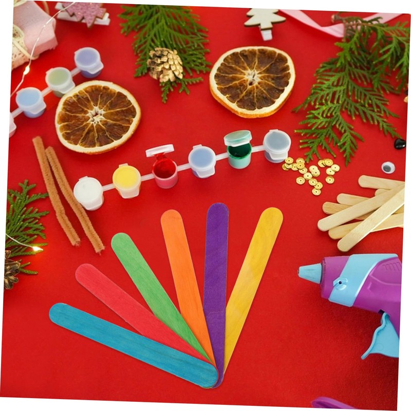 DOITOOL 50pcs Jumbo Popsicle Sticks for Crafts Colorful Crafting Sticks