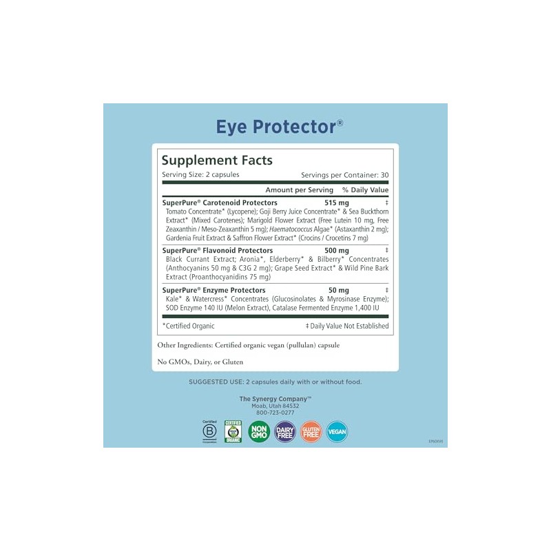 Pure Synergy Protector Ojos Cápsulas Vitamina Completa Luteína Ceaxantina Mora