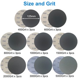 24 PCS 125mm Sanding Discs, Orbital Sander Discs, Silicon Carbide Sandpaper Dry Wet Include 400/600/800/1000/1500/2000/3000/5000 Grit for Polishing Wood, Metal, Car
