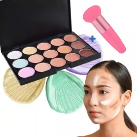 Makeup Revolution Paleta 15 Correctores Maquillaje Alta Cobertura + Brocha F