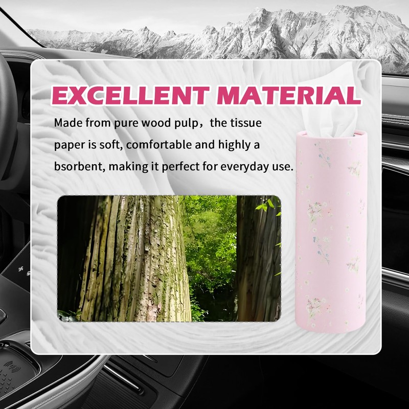 4PCS Cars Tissue Holder,Refillable & Pull-Out Car Tissues Cylinder with