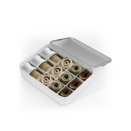 Sock and Underwear Organizer for Drawer with Lid, 15 Grid Plastic Storage Box for Closet and Dresser, Drawer Organizer for Baby Clothes and Nursery, Tie and Necktie Holder, Small Parts Storage Box