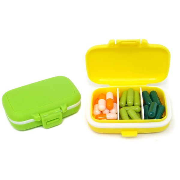 Honbay 2PCS Vitamin Organizer Box Portable Small Pill Case with 3 Removable Compartments for Travel or Daily Use