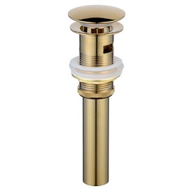 Beelee Pop Up Drain Stopper with Overflow, Gold Sink Drains for Bathroom, Vanity Vessel Sink Drain in Brass, Polished Gold