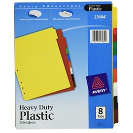 Avery Heavy Duty Plastic Dividers, Letter Size, Assorted Colors, 8-Tab Set, 1 Set (23084)