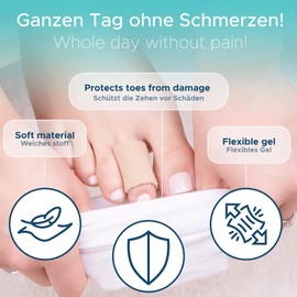 HALUTO Toe Protection 2 Pieces - Toe and Finger Protection for Cutting - Toe Cap - Toe Separator - Against Corns, Blisters, Hallux, Hammer Toes - Toe Tube Bandage