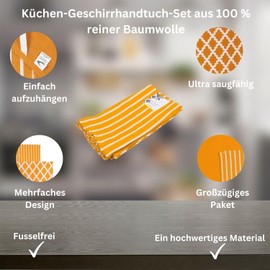 Penguin Home Premium 100% Pure Cotton Ochre Tea Towel for Kitchen | Set of 5 Kitchen Towels | Soft & Durable Kitchen Cloths Towel Set | Machine Washable, 65 x 45cm