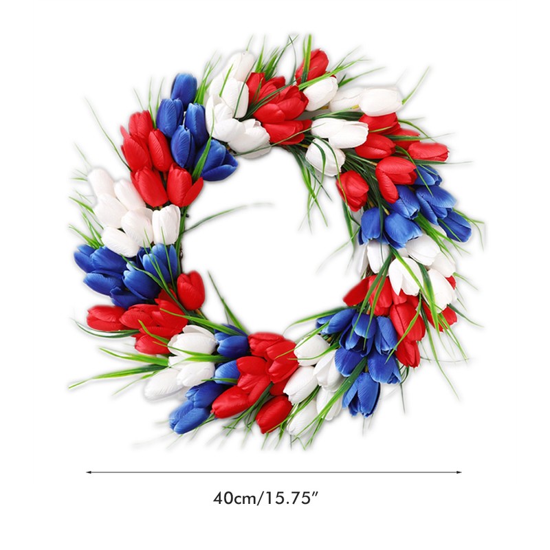 4th of July Independence Day Tulip Wreath Artificial Flower Wreath