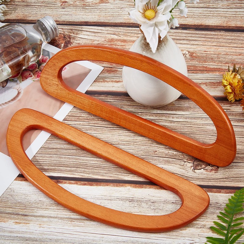 WADORN 2pcs Wooden Bag Handles for Bag Making, Wooden D