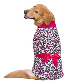 Miaododo Medium Large Dog Dresses Pajamas，Leopard Prints Ribbon Lightweight Pullover Dog Onesie Shirt,Full Coverage Dog Pjs Dog Jumpsuit Clothes Apparel (30, Dark Pink)