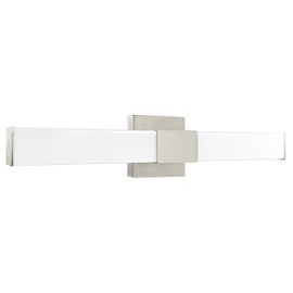 LUXRITE LED Bathroom Vanity Light Fixtures Square 24 Inch Brushed Nickel 5 CCT 2700K-5000K Selectable Over Mirror Vanity Lights Modern Wall Light Bar 24W 1500 Lumens CRI 90 Dimmable Damp Rated ETL