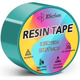 JDiction UV Resin Tape for Epoxy Resin Molding, 2.5IN W x 108FT L Resin Tape, 392℉ Heat Resistant Anti-Corrosion, Easy Peel, Epoxy Resin Tape for Jewelry Making, River Table, Deep Pour