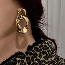 Inateannal Punk Square Earrings Hollow Square Earrings Gold Irregular Square Earrings Geometric Square Hoop Earrings Jewellery for Women and Girls, Zinc, No Gemstone