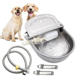 Automatic Water Bowl for Dog Large Size,Animal Drinking Water Bowl,Outdoor Dog Water Bowl,304 Stainless Steel Water Bowl with Float Valve, Drain Hole, Pipe,for Poultry and Livestock