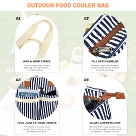 Tirrinia 15 L Insulated Cooler Bag - Outdoor Leakproof Large Grocery Tote, Travel & To-Go Food Containers, 6 Bottles Wine Bag for Picnics, Camping, Parties, Shopping