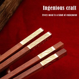 MZSX Chopsticks, Gift Set, High-end Luxurious Professional Design, Super Strong Healthy, Reusable, Japanese Chinese Chop Sticks with Wave Pattern