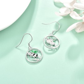 KINGWHYTE Panda Earrings Sterling Silver Panda Bamboo Drop Earrings Animal Earrings Jewellery Gifts For Women Girls Girlfriend Daughter