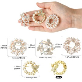 UR URLIFEHALL 4 Pcs Imitation Pearl Flower Brooches Pins Rhinestone Floral Pin Badges Wreath Brooch for Scarf Wedding Prom Party Corsage Decor