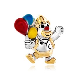 FGT Happ Birthday Clown and Balloons Charm Compatible with Pandor Bracelets Women Girls Daughter Sister Family Niece Two-tone